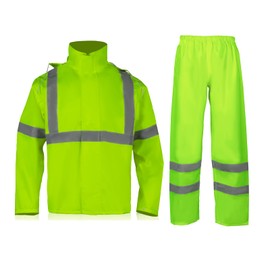 VENDACE Hi Vis Reflective Rain Jacket Suit and Pants for Men Waterproof Class 3 High Visibility Safety Rain Gear Raincoat(4XL/5XL)