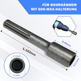 SDS-MAX Professional Ground Nail Driver for Inserting Deep Earth Earth Ground Rod Earth, SDS Plus Drill Set, 162 x 28 mm, Inner Diameter 20.5 mm (13.5 mm)