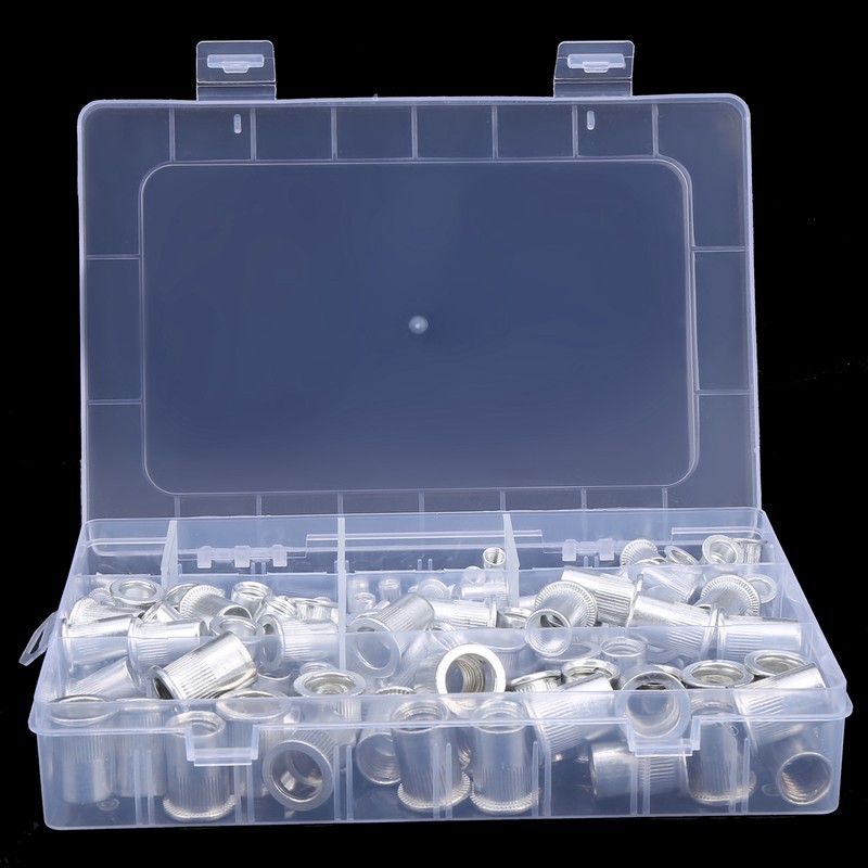 175pcs Rivet Nut Set Flat Head Aluminium Nutsert Assortment with