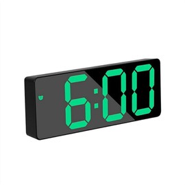 Alarm Clock Led Display Digital Mirror Alarm Clock Battery Plug-in Dual Purpose Clock Snooze Night Mode Alarm Clock Suitable for Bedroom Office Clock (Green)