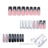 IMRAIN Press on Nails Long Square Fake Nails Black French