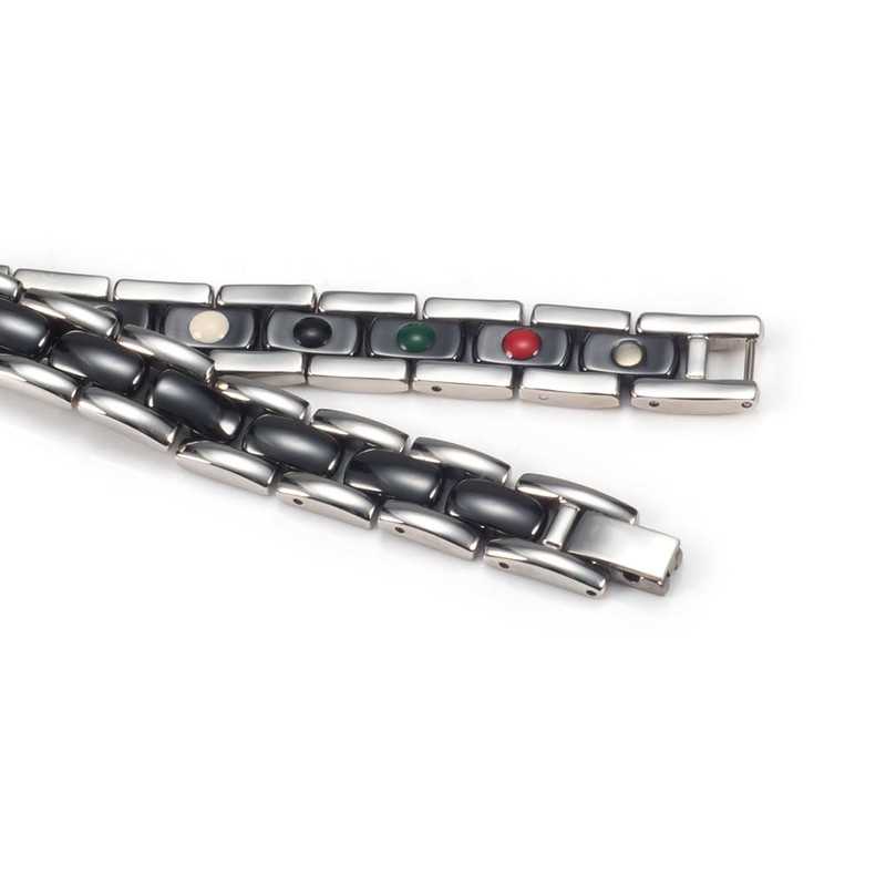 Edelstahl-Armband mit 10 Germanium (19,5 cm/9 mm).