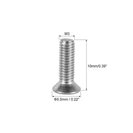 uxcell M3x10mm Flat Head Machine Screws, Phillips Cross Screw, 304 Stainless Steel, Fasteners Bolts 50Pcs