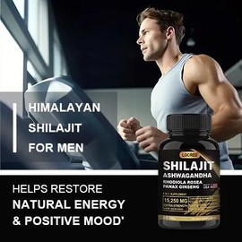 LOCRED Shilajit 15250mg & Sea Moss 19445mg Combo Pack - 60 Count Each with Black Seed Oil, Ashwagandha, Ginger, Rhodiola Rosea