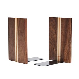 Pandapark Wood Bookends,Nature Coating,Decorative Bookend,6''X4'',1Pair in Pack, (Walnut Artist)