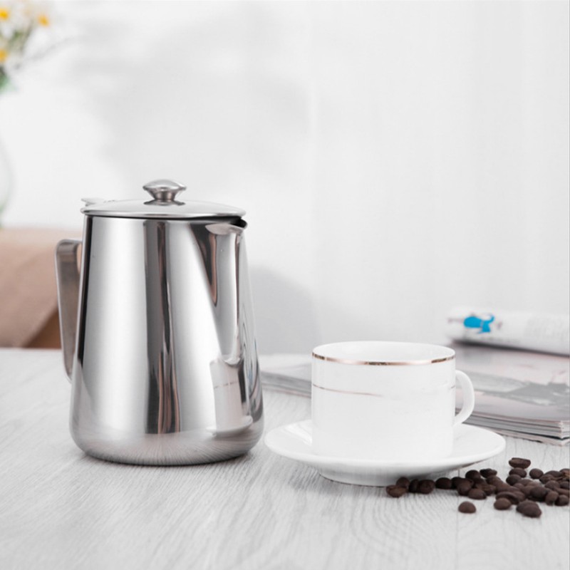 1000ml Stainless Steel Coffee Milk Frothing Cup with Lid for