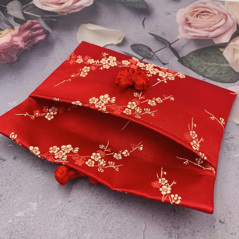 4 Pcs Silk Red Envelopes Lucky Money Pockets Hongbao Chinese