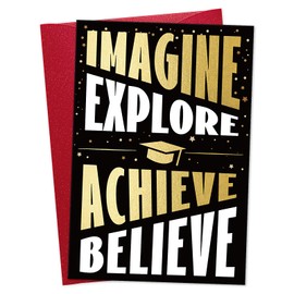 Disjourney Graduation Card for Him Her - Funny 2025 High School and College Graduation Gifts Card - Congratulation Cards for Son Daughter Grandsons Granddaughter - Explore Achieve