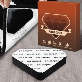 JEEREE Gripper for Rug for Hardwood Floors, 12 PCS Anti Curling Rug Tape Rug Stickers Non Slip Washable Carpet Tapes Rug Corner Grippers for Area Rugs and Tile