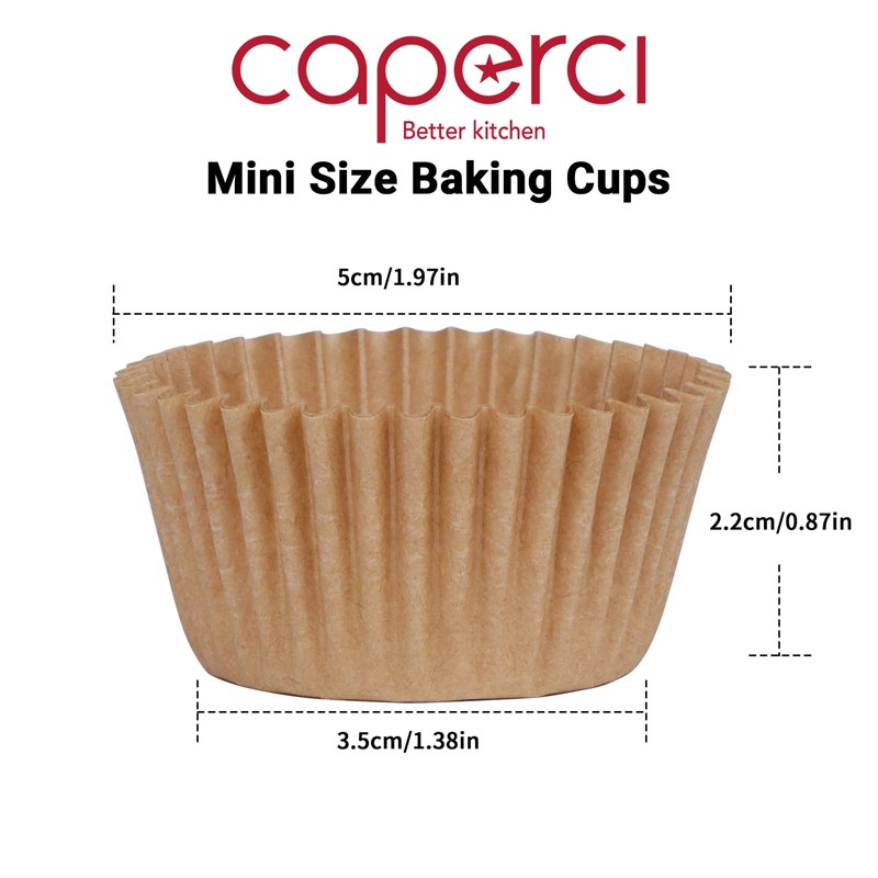 Caperci 500 Count Mini Cupcake Liners Natural Muffin Liners Greaseproof