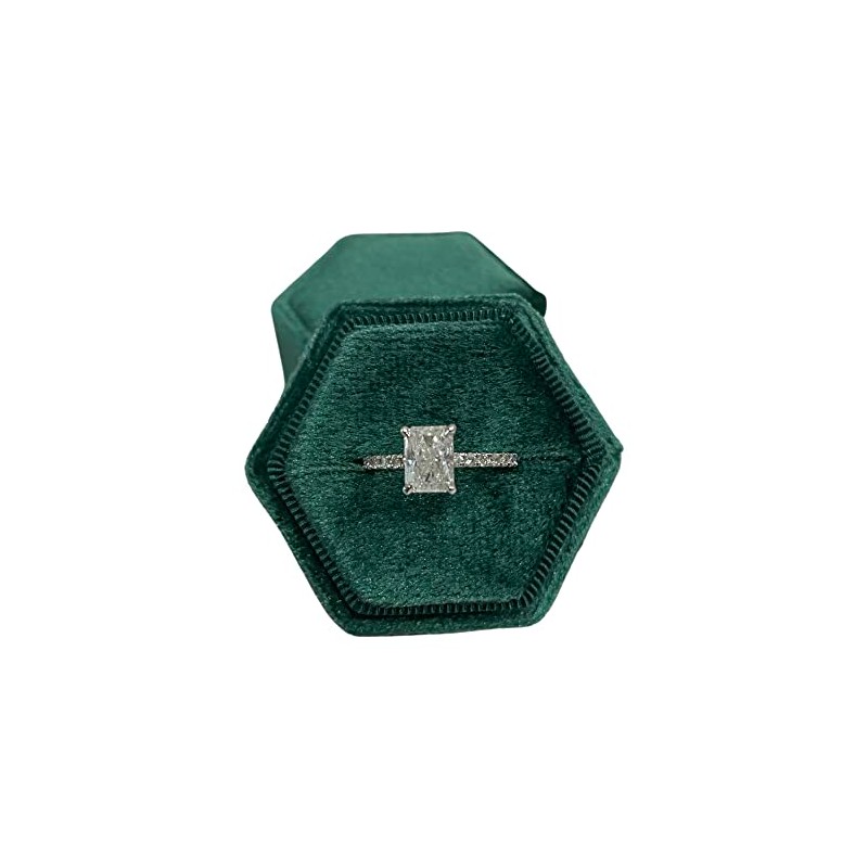 Hexagon Velvet Ring Box 1 Slot For Engagement & Wedding