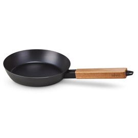 Alva Forest Nonstick Carbon Steel Frying Pan Skillet - PFAS Free, Nontoxic, Pre-Seasoned, Induction Cookware with Stay Cool Heat Resistant Acacia Wood Handle - for Searing, Cooking, Omelet - 11 inch