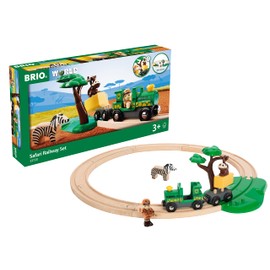 BRIO World 33720 - Safari Railway Set - 17 Piece Wooden Toy Train Set for Kids Age 3 and Up