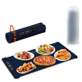 Food Warmer Mat, Electric Portable Silicone Warming Tray - 5 Temperature Settings, Foldable and Easy to Clean, Suitable for Daily use