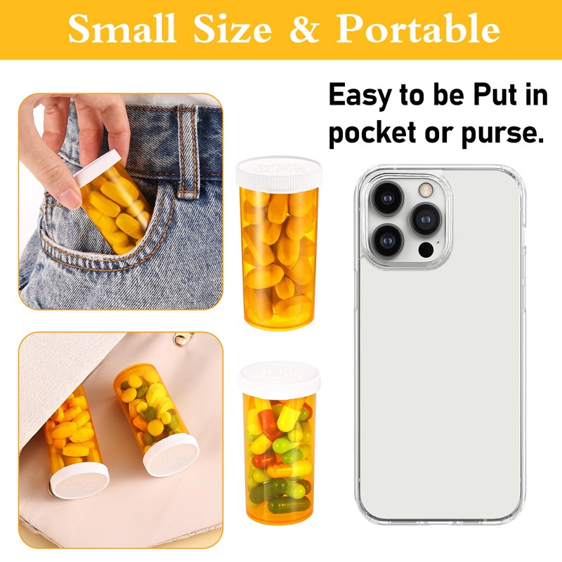 ElevateTech Empty Plastic Pill Bottles with Caps, Small Medicines Bottle