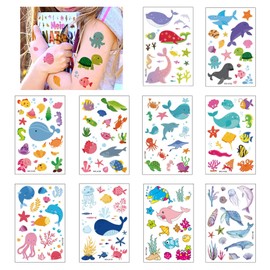 Kids Ocean Tattoos for Birthday Party Favors Bags Fillers, 100+ Marine Temporary Tattoo Waterproof Fake Tattoo for Girls Boys