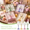 Nuogo 4 PCS Wild Flower Wine Glasses - 15 oz