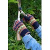 Pachamama Women Wool Mittens Fleece Lined Handknitted Flecked Stripe Blue
