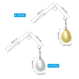 PATIKIL Fishing Spinnerbait Wire with Blade, 30Pcs Lure Making Supplies for Bass Fishing, Large-Sized Water-Drop