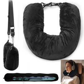 Travel Pillow Stuffable with Clothes,Stuffable Neck Pillow for Travel,Expandable Luggage Pillowcase,On Luggage Fits 3 Days of Travel Essentials,Only Travel Pillowcase, No Filler (Black)