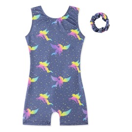 HOZIY Toddler Gymnastics Leotard for Little Girls 1t 2t with Scrunchie Smoky Purple Rainbow Unicorn Star Starry Non Sparkly