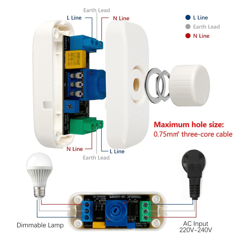 Aroidful 3-100W LED Dimmer 220V-240V Dimmable LED Dimmer for Dimmable