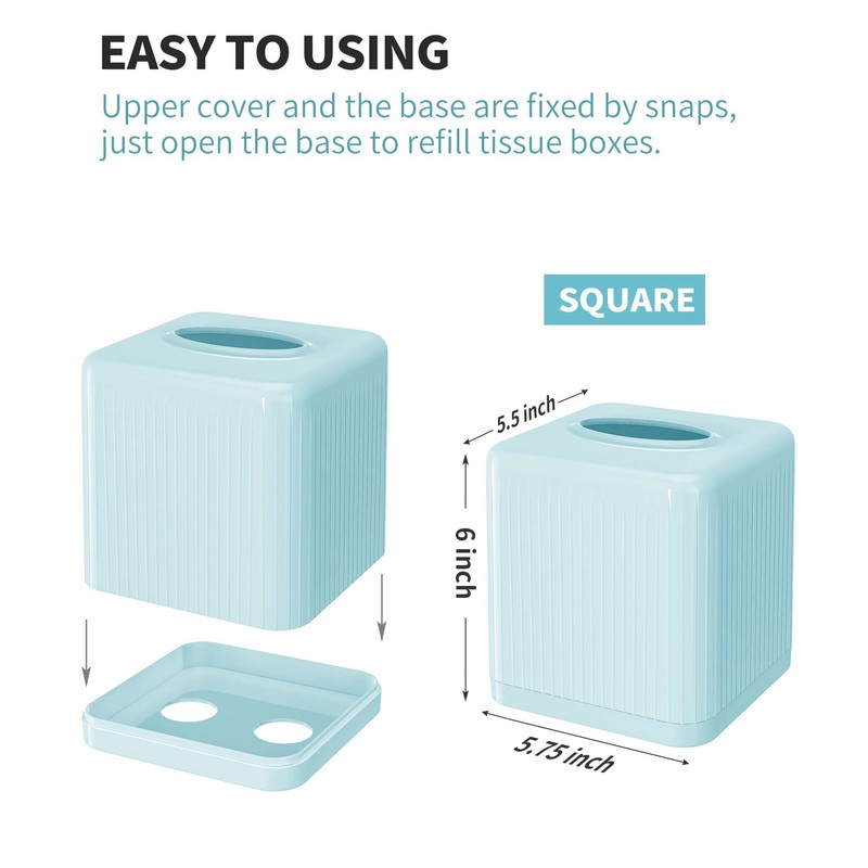 Livelab Tissue Box Cover and Holder - Square Plastic Decorative