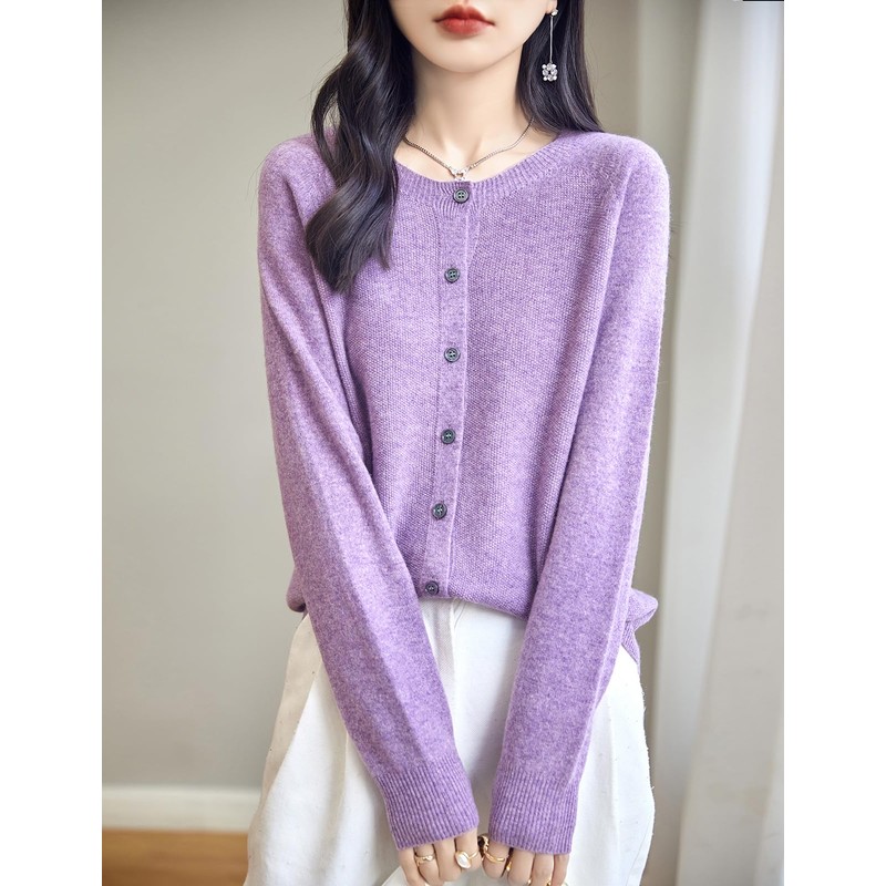 Chanyarn Women's Crew Neck 100% Merino Wool Cardigans 2024 Spring