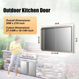 KODOM Outdoor Kitchen Doors 30W x 21H Inch Double BBQ Access Doors,304 Stainless Steel Doors for Outdoor Kitchen Cabinet Grill Station or BBQ Island