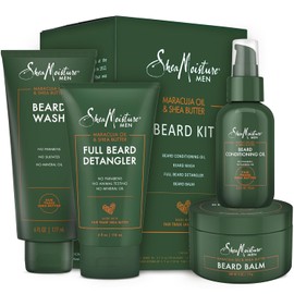Shea Moisture Complete Beard Kit | All Natural Ingredients | Maracuja Oil & Shea Butter | Beard Balm | Beard Conditioning Oil | Beard Wash | Beard Detangler