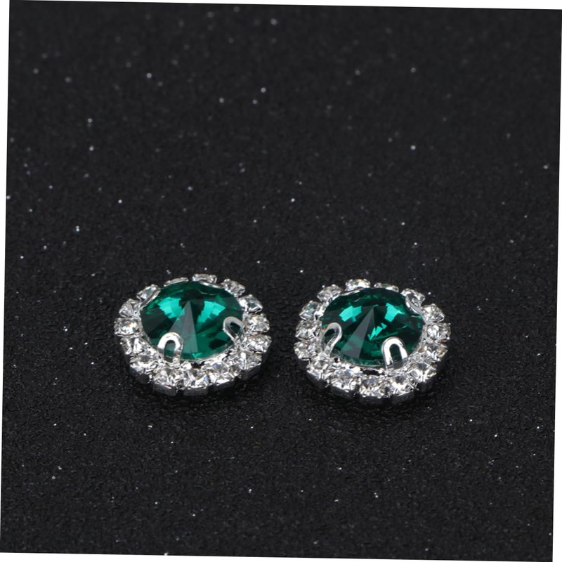 Operitacx Pack of 40 Silver Gemstones Green Rhinestone Buttons Brooch