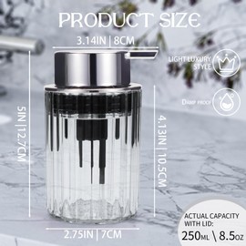 LELE LIFE 2 Pack Foaming Soap Dispenser- Clear Acrylic Foam Hand Soap Dispenser with Silver Pump for Bathroom, Modern Refillable Foaming Soap Bottle, Clear