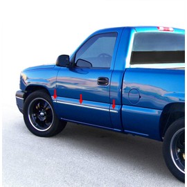 Made in USA! Compatible with 1999-2006 Chevy Silverado Regular Cab Body Side Molding Trim 1.5" Wide 6PC