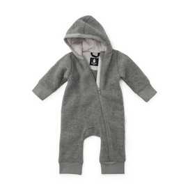 Ehrenkind® Fleece Overall Made of 100% Organic Merino Wool, Breathable and Temperature-Regulating, Wool Fleece, Baby Jumpsuit with Hood, gray