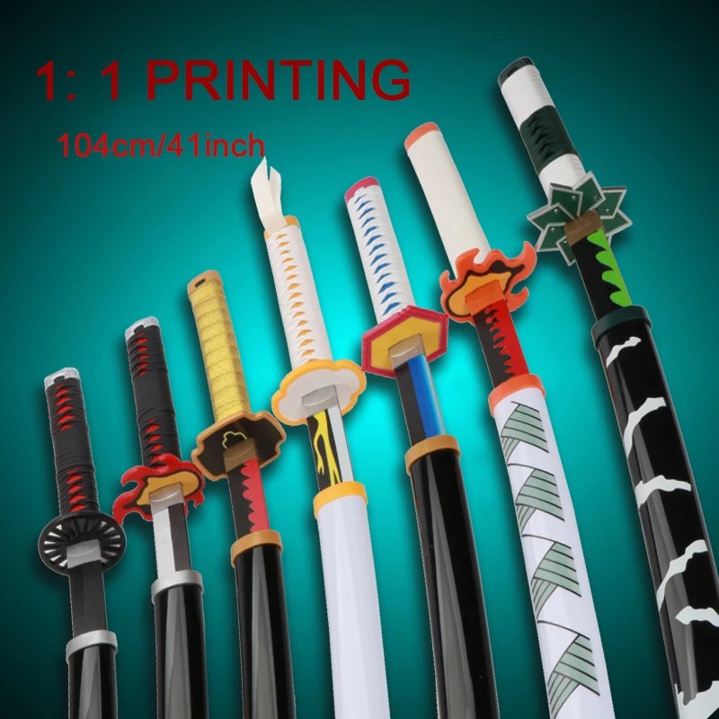 Anime Katana 104cm/41in Tanjiro Zenitsu Kyoujurou Samurai Swords Original Texture