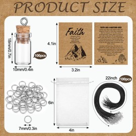 Teenyyou 50/100 Set Mustard Seed Faith Necklace Christian Gifts for Woman DIY 0.5ml Mini Glass Jars Craft Necklace with Christian Faith Cards Mother‘s Day Gifts, Without Mustard Seed(Classical,100)