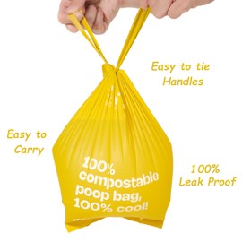 Compostable Dog Poop Bags Rolls with Handles ASTM D6400 & EN 13432 Compliant 144Counts Biodegradable Dog Waste Bags for Dogs Leak Proof Extra Thick Waste Bags for Walking Doggy