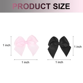 MECCANIXITY 50Pcs Mini Ribbon Bow 1" Mini Fabric Satin Ribbon Flower Bows for Craft DIY Sewing Wedding Birthday Party Black & Pink