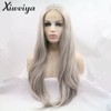Xiweiya Ash Blonde Natural Straight Synthetic Lace Front Wig Silver