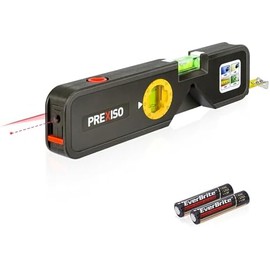 PREXISO Nivel láser 4 en 1 Nivel de torpedo multiusos, punto de alineación de 65 pies y línea láser de 16 pies y regla de cinta métrica de 10 pies y