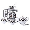 Porlien Checker Pattern 17-Piece Tea Set for 6 with Teapot,