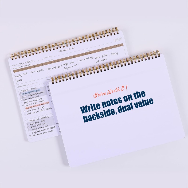 ZERONE CENTRE Productivity Weekly Planner - 54 Sheets Dashboard Spiral
