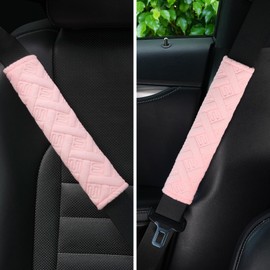 JUSTTOP 2-Pack Universal Car Shoulder Strap Pads Cover for A More Comfortable Driving, Shoulder Strap Covers Harness Pad for Car Interior Accessories(Pale Pink)