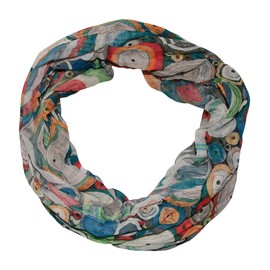 beybey® Retro Women's Silk Loop Scarf Madly Beautiful and Very Fine Silk Scarf Circle Pattern, Lks Colourful
