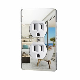 Mirror Acrylic Double hole Outlet Light Switch Cover Decorative Duplex Electrical Outlet for Livingroom Bedroom Bathroom Kitchen 4.5" x 2.76"