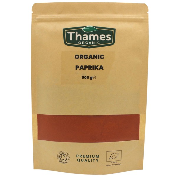 Organic Paprika-Certified Organic, Non-GMO, Vegan, No Additives, No Preservatives, Resealable Bag by Thames Organic 500g