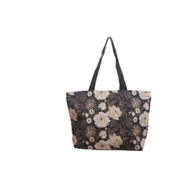 New York XPress White Floral Tote Bag/Shopping Tote Bag with Wheels
