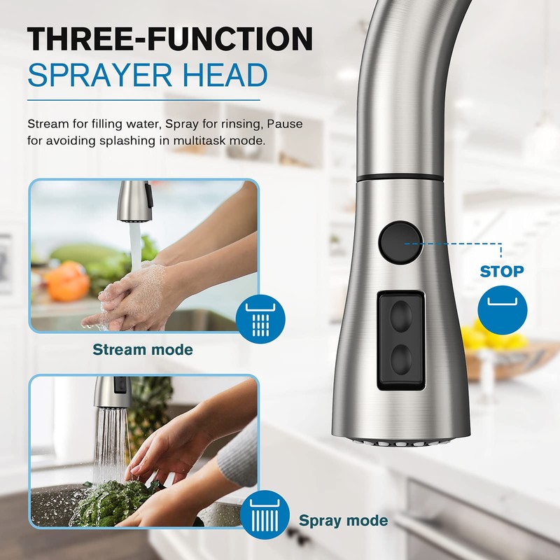 Kitchen Faucets, Kitchen Faucet with Pull Down Sprayer, High Arc