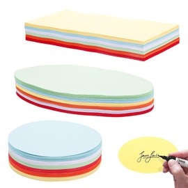 Set of 360 Presentation Cards, 6 Colours, Round, Oval and Rectangular, Presentation Case, Teacher Supplies for Office, School, Presentation and Moderation