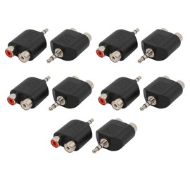 Aexit 10pcs (Distribution electrical) 3.5mm Stereo Male Jack to Dual RCA Female Video Audio Splitter (98ry214qf186) Adapter Connector